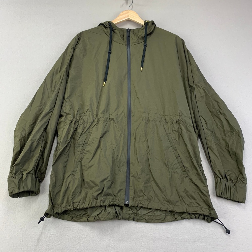 Iena Jacket Womens M Green Windbreaker Light Weight Hooded Full Zip Quiet Luxury